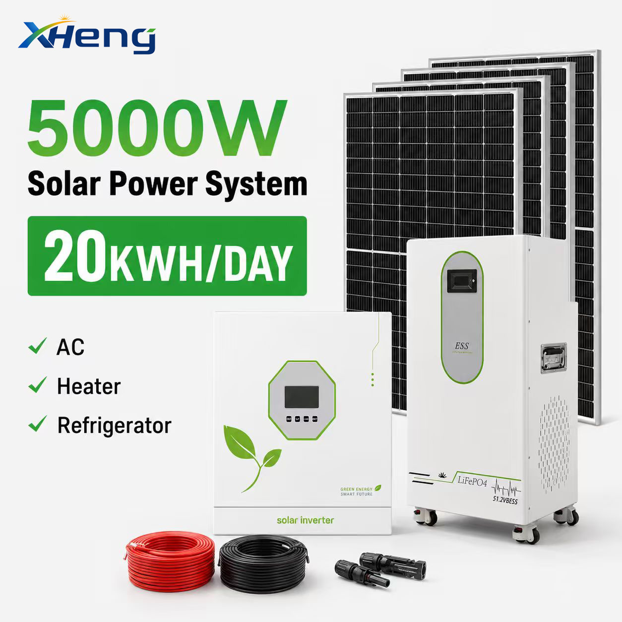 Solar Generator Complete Set 5Kw Household Energy Storage Battery Photovoltaic Energy Storage Battery Off-Grid Power Generation System