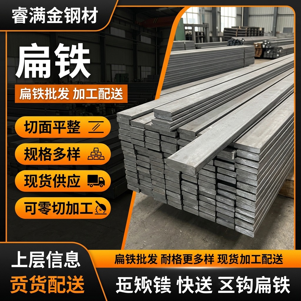 Direct sales from the manufacturer: grounding flat steel, flat iron, square key bar, cold-drawn flat steel for equipment frames, 5mm thick solid steel bar