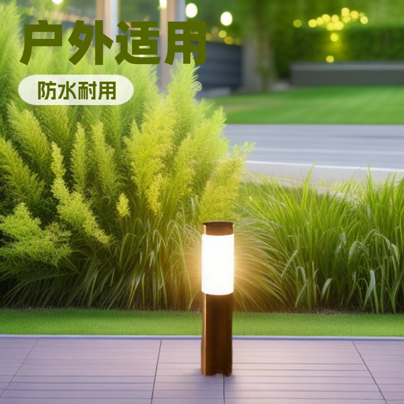 Cross-Border Popular Outdoor Light, Courtyard Floor Lamp, Waterproof Villa Garden Outdoor Round Decorative Pillar Lamp, Solar Powered