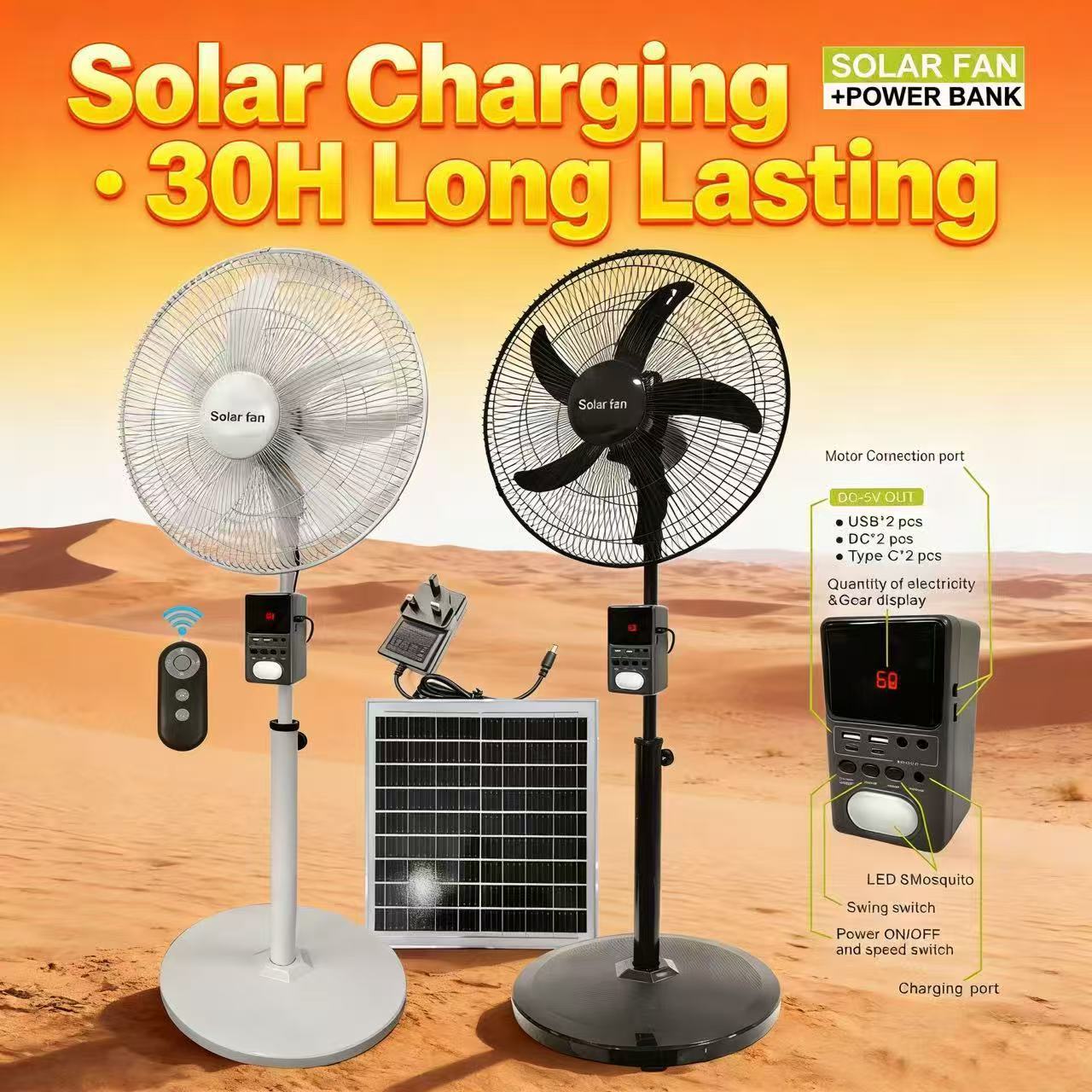 Dc Electric Fan, Solar Fan, Detachable Power Bank, Floor Fan, Three-In-One 18inch Three-In-One Fan