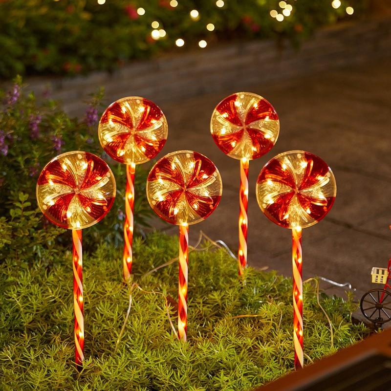 Solar Christmas Tree Candy Floor Insert Light Christmas Lawn Scene Layout Atmosphere Light Outdoor Courtyard Landscape Light